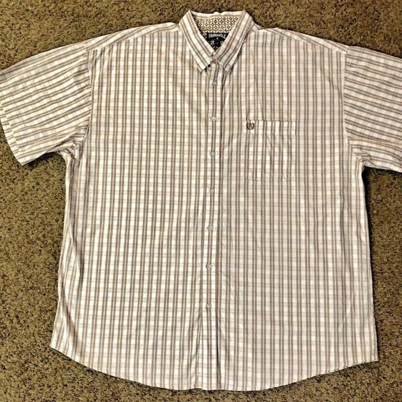 Panhandle Slim Shirt Mens XXL Used Botton Down Brown Plaid - Picture 5 of 12